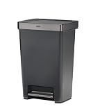 Rubbermaid Premier Series III Step-On Trash Can for Home and Kitchen, with Stainless Steel Rim, 13 Gallon, Charcoal, for Home/Kitchen/Garage/Apartment/Office