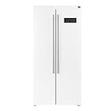 Forno Salerno 37-inch Side-by-Side Refrigerator - 15.6 Cu.Ft. Stainless Steel Refrigerator for Kitchen with LED Touch Control, Fast Cool, Fast Freeze & Spill-Proof Shelves with Swing Door, White