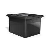 STAPLES Hanging File Folder Box, Storage Bin Organizer, Snap Lid, Letter & Legal Size Documents, Black