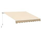 Outsunny 10' x 8' Retractable Awning, Patio Awnings, Sunshade Shelter w/Manual Crank Handle, UV & Water-Resistant Fabric and Aluminum Frame for Deck, Balcony, Yard, Beige