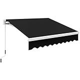 Outsunny 8' x 7' Patio Retractable Awning, Manual Exterior Sun Shade Deck Window Cover, Black