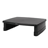 Amazon Basics Height Adjustable Rectangular Computer Monitor Riser Desk Stand with Storage for Reduced Neck Strain - Fits Monitors, Laptops Up to 22lbs, Black