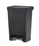 Rubbermaid Premier Series II Step-On Trash Can for Home and Kitchen, with Lid Lock and Slow Close, 13 Gallon, Charcoal, for Home/Kitchen/Hotel/Lobby/Office