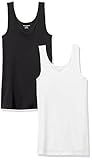Amazon Essentials Women's Slim-Fit Tank Top, Pack of 2, Black/White, Medium