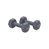 Amazon Basics Neoprene Dumbbell Hand Weights, Hexagon Shape, 7 Pounds, Pair, Light Grey