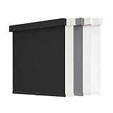 AOSKY Blackout Roller Shades Cordless Blinds for Windows, Free-Stop Shades with Valance, Thermal Insulated Fabric, UV Protection, Natural Woven Blinds for Home and Office (35" W x 72" H, Black)