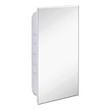 Hamilton Hills 16x26 Inch White Recessed Bathroom Medicine Cabinet with Mirror - Beveled Bathroom Cabinet Organizer with Shelves - Farmhouse Wall Mounted Hanging Medicine Mirror Unit