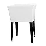 19 Gallon Utility Sink Laundry Tub by JS Jackson Supplies with Adjustable Metal Legs, Ideal for Laundry room, Basement, or Garage Workshop. Heavy Duty Shop Sink. No Faucet Included (White)