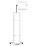 Toilet Paper Holder Stand, Free Standing Toilet Paper Roll Holder with Reserve, Modern Bathroom Toilet Paper Stand for 4 Rolls, Chrome, Housen Solutions