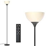 PESRAE Floor Lamp, Remote Control with Stpeless Color Temperatures and Brightness, Torchiere lamp for Bedroom, Living Room, Bulb Included (Matte Black)