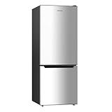 BANGSON 7.1 Cu.Ft Refrigerator with Freezer, Apartment Size Fridge with Bottom Freezer, for Apartment, Office, Kitchen and Garage, Stainless Steel, Silver