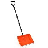 Yocada Snow Shovel 55" Long for Home Garage Driveway Snow Removal with D-Grip Handle Aluminum Strip Large Capacity Orange Shovel for Garden Car Camping Outdoor