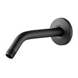 OFFO Shower Arm with Flange, 6 in Wall Mount Replacement Angle Shower Head Arm Wall-Mounted For Fixed Shower Head & Handheld Showerhead, Matte Black