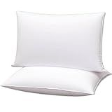 Gooeb Flat Ultra Thin Bed Pillows Standard/Queen Size Pillow Set of 2 Extra Soft Down Alternative for Stomach Back Sleeping White