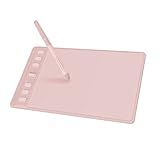 HUION Inspiroy 2 Small Drawing Tablet, Digital Art Tablet with Scroll Wheel, 6 Hot Keys, Battery-Free Stylus, Pink Graphics Tablet for Drawing, Design, Writing, Work with PC, Mac & Android