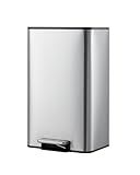 GarveeHome 4.8 Gallon Trash Can, Rectangular Stainless Steel Waste Bin with Quiet Foot Pedal, Soft-Close Lid & Removable Bucket, Silver Garbage Can for Office, Small Kitchen, Home