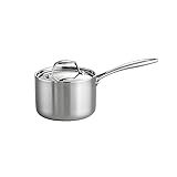 Tramontina Tri-Ply Clad Stainless Steel 2-Quart Sauce Pan with Lid, Induction-Ready, Dishwasher-Safe, NSF-Certified, Made in Brazil