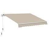 Outsunny 13' x 8' Retractable Awning, Patio Awnings, Sunshade Shelter w/Manual Crank Handle, UV & Water-Resistant Fabric and Aluminum Frame for Deck, Balcony, Yard, Beige