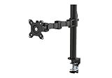 Amazon Basics Single Computer Monitor Stand with Cable Management, Height Adjustable VESA Desk Arm Mount, Fully Adjustable Tilt and Rotation, Steel, Black, Fits 13-30" Screens