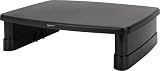 Amazon Basics Height Adjustable Monitor Stand Riser with Storage Organizer, 3-Level Stackable Design, Durable ABS Plastic, Supports up to 22lbs, for Monitors & Laptops, Black