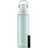 Brita Stainless Steel Premium Filtering Water Bottle, BPA-Free, Reusable, Insulated, Replaces 300 Plastic Water Bottles, Filter Lasts 2 Months or 40 Gallons, Includes 1 Filter, Glacier - 20 oz