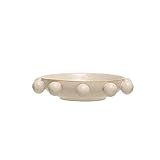 Bloomingville 9.75 Inches Stoneware Bowl with Orbs and Reactive Glaze, Cream