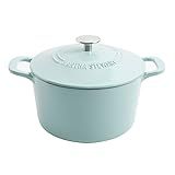 MARTHA STEWART Gatwick 7 QT Enamel Cast Iron Dutch Oven Pot with Lid, Martha Blue