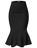 Hybrid & Company Womens Premium Nylon Ponte Stretch Office Fishtail Pencil Skirt KSK45010 1073T Black XL