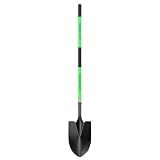 HIGHLIGHT 56-Inch Heavy Duty Round Point Garden Shovel with Non-Slip Fiberglass Handle and Sharp Blade for Deep Digging, Trenching, Landscaping, Snow, Camping and Yard Work - Green