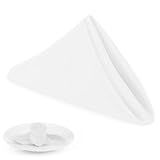 PLOYMONO White Cloth Napkins - 8 Pack 17" x 17" Washable Polyester Napkins