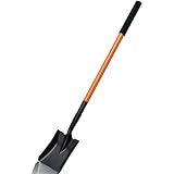 Small Square Shovel 43.3Inches Heavy Duty Garden Tools with Metal Handle, Small Transfer Spade for Digging Camping Car Beach Shovel, Orange