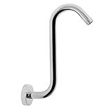NearMoon S Shaped Shower Head Riser Arm, Shower Extender Arm with Flange, Standard 1/2" Connection- Bathroom Accessory (10 Inch, Chrome)