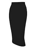 Tapata Women's Office Work Pencil Skirt Stretch High Waist Below Knee Bodycon for Business Casual, Black, Medium