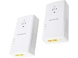 NETGEAR Powerline Adapter Kit, 2000 Mbps Wall-Plug, 2 Gigabit Ethernet Ports with Passthrough + Extra Outlet (PLP2000-100PAS), uses Your existing Internet Service via Household Wiring