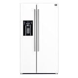 Forno Salerno 36" Side by Side 20 Cu.Ft Free Standing White Fridge - Stainless Steel Refrigerator with Ice Maker & Decorative Grill - Touch Control Kitchen Fridge with Child Lock and Vacation mode