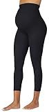 Sunzel Sunzfly Maternity Leggings for Women Over The Belly Buttery Soft Pregnancy Yoga Pants for Spring Summer Work Out Lounge 7/8 Length 19 Inseam (Black, Medium)