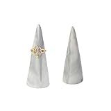 Keheng 2pcs 3.14″×1.18″ Modern Marble Ceramic Ring Holder Set - Single Cone Tower Shape Decorative Ring Display Stand for Nightstand, Kitchen Sink, Bedroom | Men & Women Engagement RIng Organizer