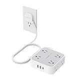TESSAN Surge Protector Power Strip, 5 Ft Flat Plug Extension Cord with 3 USB (1 USB C) 8 Outlets, 1250W, 900J Protection, 3 Sided Outlet Extender with Power Switch for Office, Dorm Room, Grey