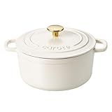 CAROTE Enameled Cast Iron Dutch Oven Pot with Lid, 4 QT Dutch Ovens, Heavy-Duty Cast Iron Pot for Sourdough Bread Baking, Braising, Stews, Roasting, Healthy & Non-Toxic, Dual Handles, All Stovetop Compatible, Oven Safe up to 500° F, Cream White