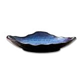 VOMANA Large Ceramic Decorative Bowl, Blue Reactive Glaze, 12" Dish
