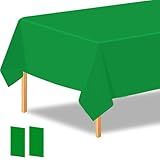 CXSAZRY 2Pcs Green Plastic Table Cloth, 54 x 108 Inch Rectangle Disposable Tablecloth for Birthday, Wedding, Picnic, Holiday Party