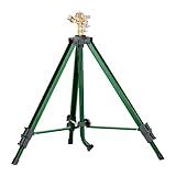 Orbit Tripod Lawn Zinc Impact Sprinkler - 360 Degree Rotating Yard Sprinkler with Adjustable Height - Heavy-Duty Zinc - High-Pressure Nozzle - for Large Lawn Coverage - 56667