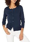 Amazon Essentials Women's Lightweight Crewneck Cardigan Sweater (Available in Plus Size), Navy, Medium