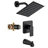 GOXIUHAN Tub Shower Faucet Set With Head & Spout Black