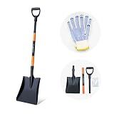 FARMHOLYCOWKING Heavy Duty Steel Flat Shovel–Square Head Shovel with Detachable D-Handle and Anti-Slip Grip, 47 Inch Flat Shovel for Landscaping, Square Shovel for Gardening, Transfer Shovel