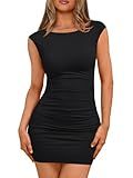 Trendy Queen Women Mini Bodycon Spring Summer Dresses 2026 Going Out Sexy Cocktail Party Club Date Night Casual Graduation Sun Sundress Petite Elegant Formal Cute Clothes Outfits Birthday Black S