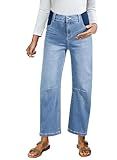 BLENCOT Maternity Jeans for Women Hight Waisted Wide Leg Jeans Baggy Elastic Barrel Denim Pregnancy Pants P604 Blue M