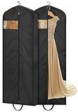 MISSLO 65" Long Garment Bags for Travel Dress Bags for Hanging Clothes 2 Packs Wedding Dress Cover Waterproof Clothes Protector for Closet Storage for Gowns, Tuxedos, Coats, Black