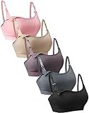 Suekaphin 5Pack Seamless Nursing Bra Women Maternity Breastfeeding Pregnancy Support Full Coverage Bralette Padded Cups,Medium,Black/Gray/Bean/Beige/Pink