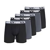 PUMA Men's 5 Pack Performance Boxer Briefs, Black Grey, Small